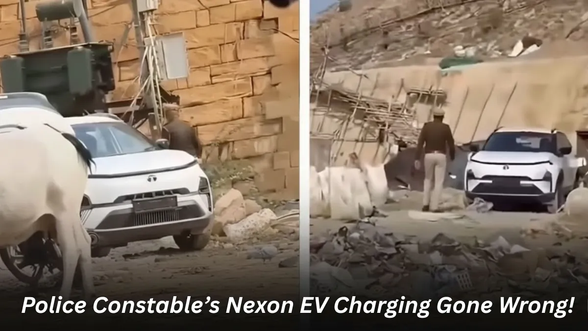 Police Constable Caught Charging His Nexon EV for Free – Illegal and Extremely Dangerous!